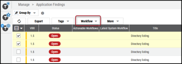 Findings to Workflow - Workflow Button Location